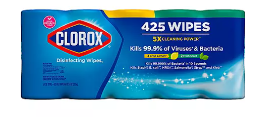 CLOROX DISINFECTANT WIPES CANISTERS 85ct 5pk