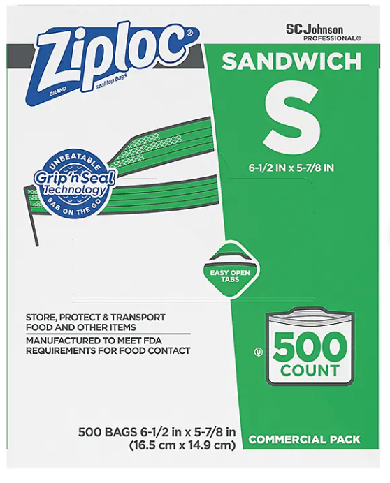 ZIPLOC SANDWICH 500ct